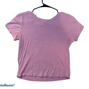 Womens large ribbed pink crop top